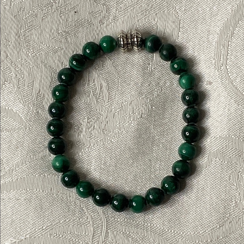 Sterling Silver Desert Rose Trading Co. Malachite Bracelet Sz 8”